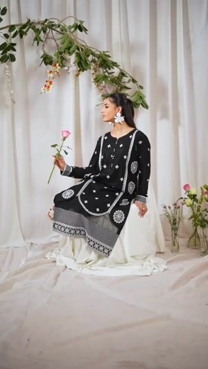 Black Kurta Set for Women