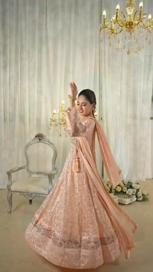 Peach pink Angrakha for Women