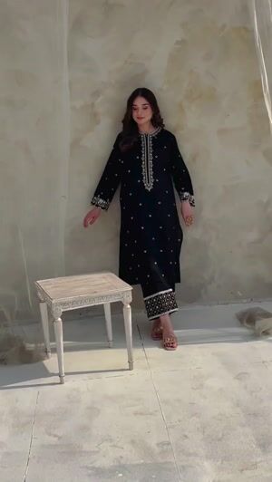 Black Kurta Set for Women