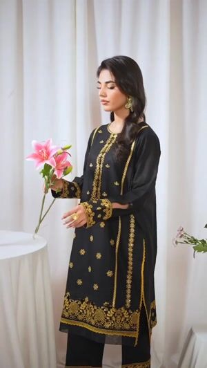 Black Kurta Set for Women