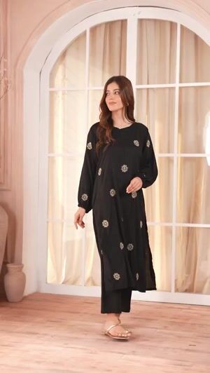 Black Kurta Set for Women