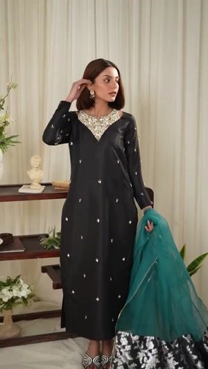Black Kurta Set for Women