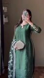 Bottle green Kurta Set for Women