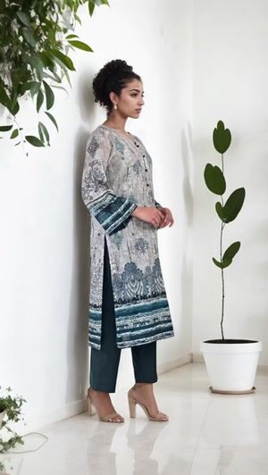 Ash grey Kurta Set for Women