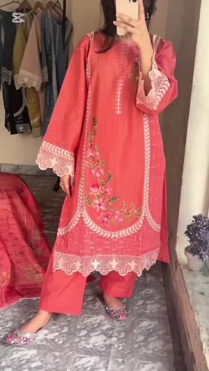 Coral pink Kurta Set for Women