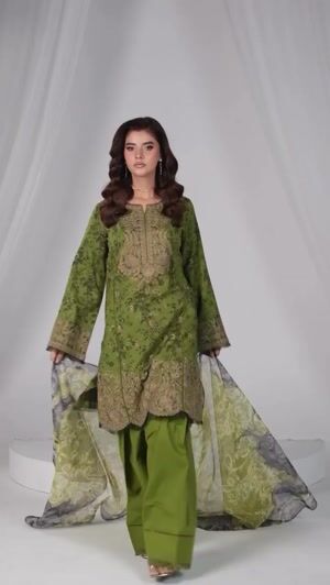Avocado green Kurta Set for Women