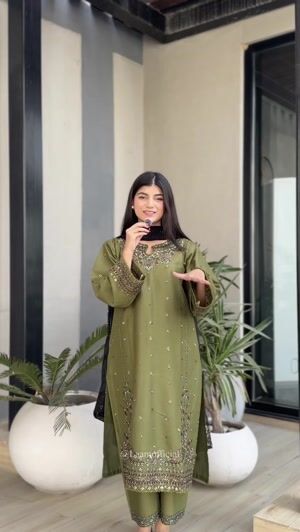 Olive green Kurta Set for Women