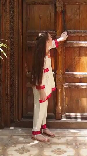 Cream Short Frock for Girl