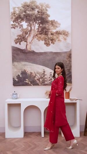 Red Kurta Set for Women