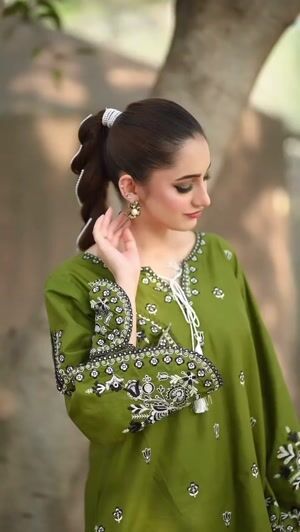Olive green Kurta Set for Women