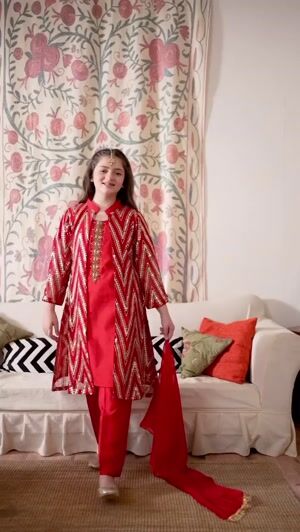 Red Kurta Set for Girl