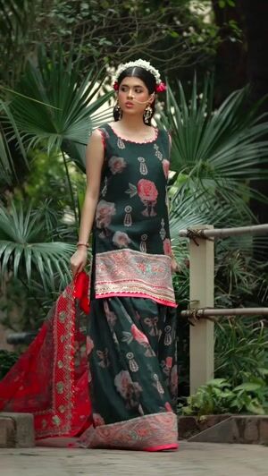 Forest green Gharara for Women