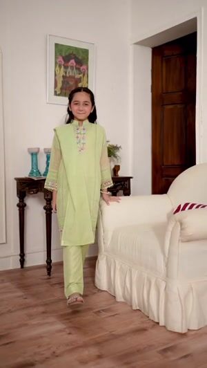 Pistachio green Kurta Set for Girl