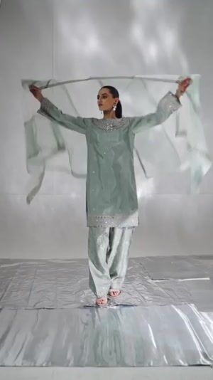Pastel green Kurta Set for Women