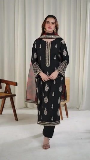 Black Kurta Set for Women