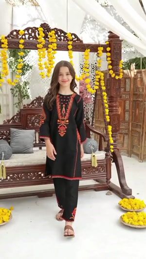 Black Kurta Set for Girl