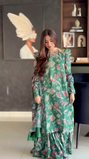 Bottle green Gharara for Women
