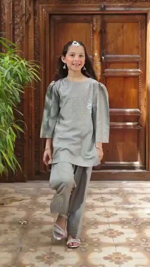 Grey Kurta Set for Girl