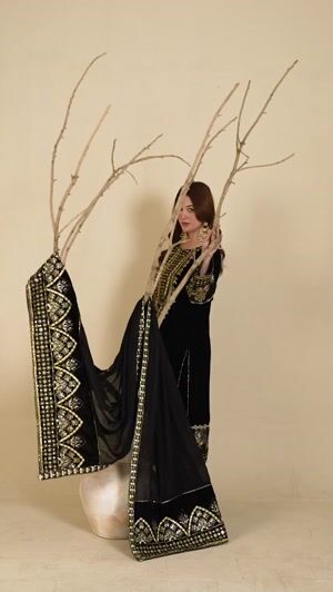 Black Kurta Set for Women