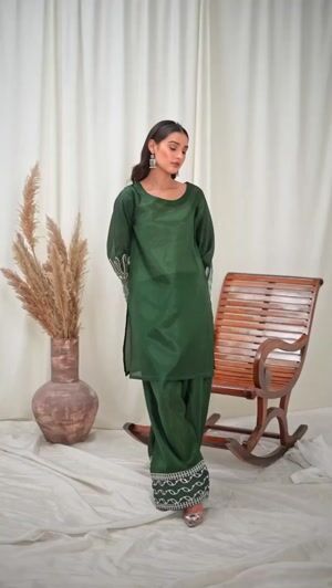 Dark green Kurta Set for Women