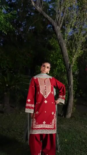 Red Kurta Set for Women