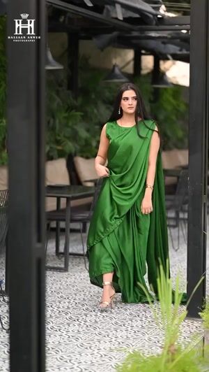Bottle green Saree for Women