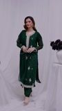 Bottle green Kurta Set for Women