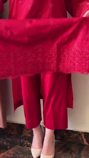 Red Kurta Set for Women