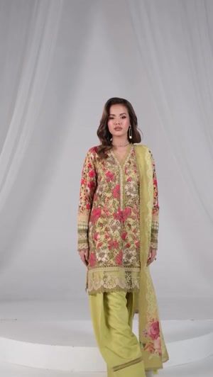 Yellow green Kurta Set for Women