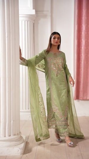 Pistachio green Kurta Set for Women