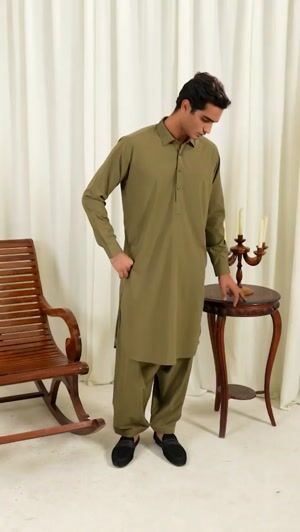 Tan brown Shalwar Kameez for Men