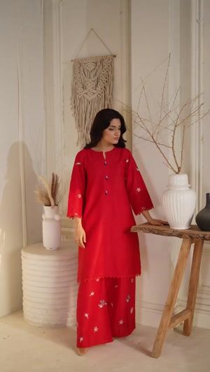 Red Kurta Set for Women