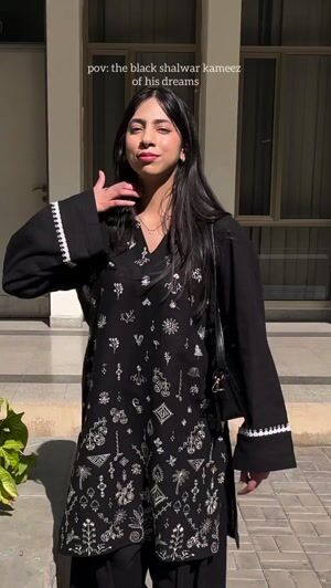 Black Kurta Set for Women