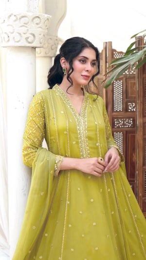 Yellow green Pishwas for Women