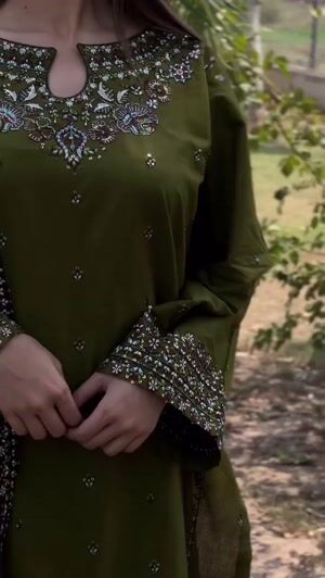 Olive green Kurta Set for Women