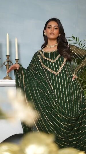 Bottle green Anarkali for Women