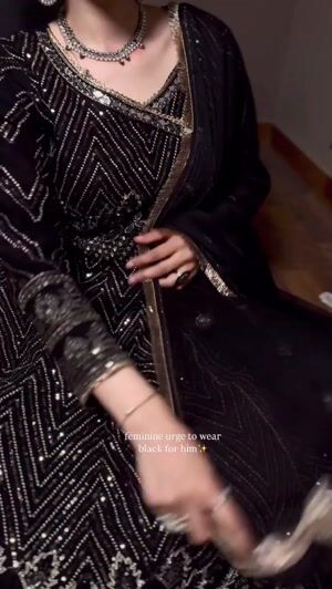 Jet black Angrakha for Women