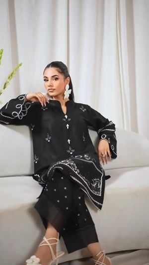 Black Kurta Set for Women