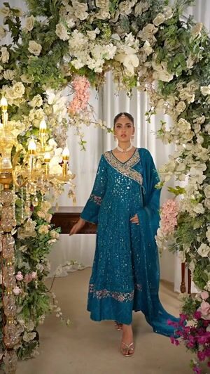 Teal Angrakha for Women