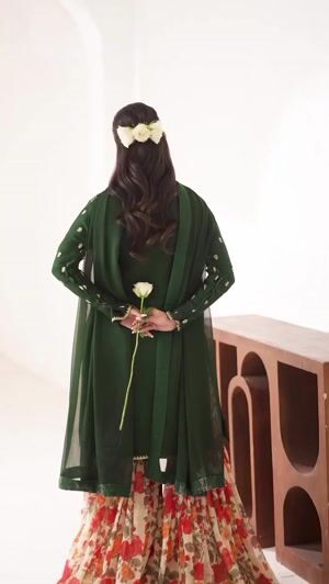 Dark green Gharara for Women