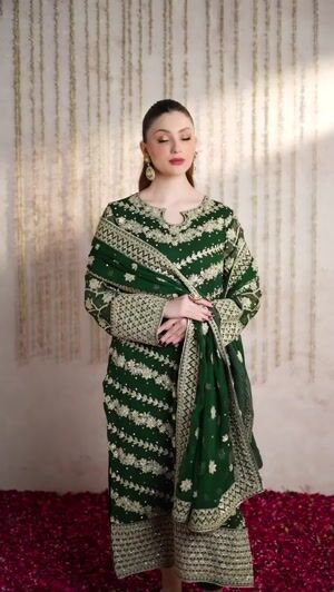 Bottle green Kurta Set for Women