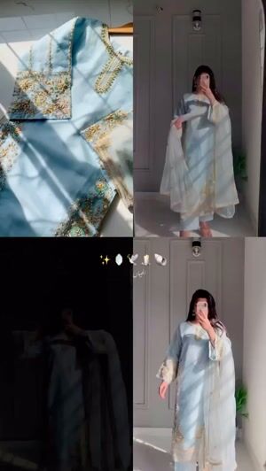 Ice blue Kurta Set for Women