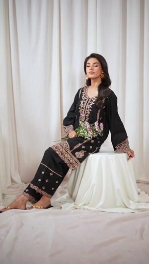 Black Kurta Set for Women
