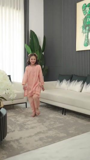 Peach pink Kurta Set for Girl